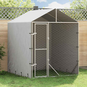vidaXL Outdoor Dog Kennel with Roof Silver 2x2x2.5 m Galvanized Steel