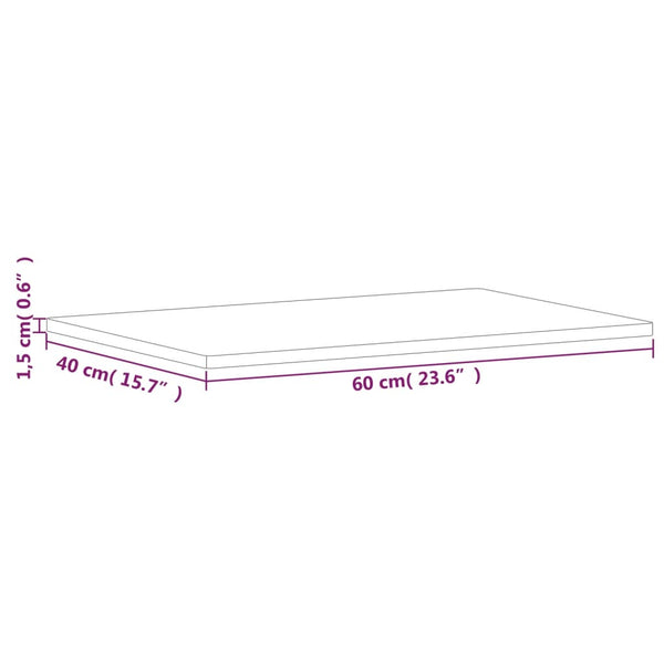 vidaXL Tabletop 60x40x1.5 cm Rectangular Solid Beech Wood