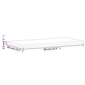 vidaXL Tabletop 80x40x2.5 cm Rectangular Solid Beech Wood