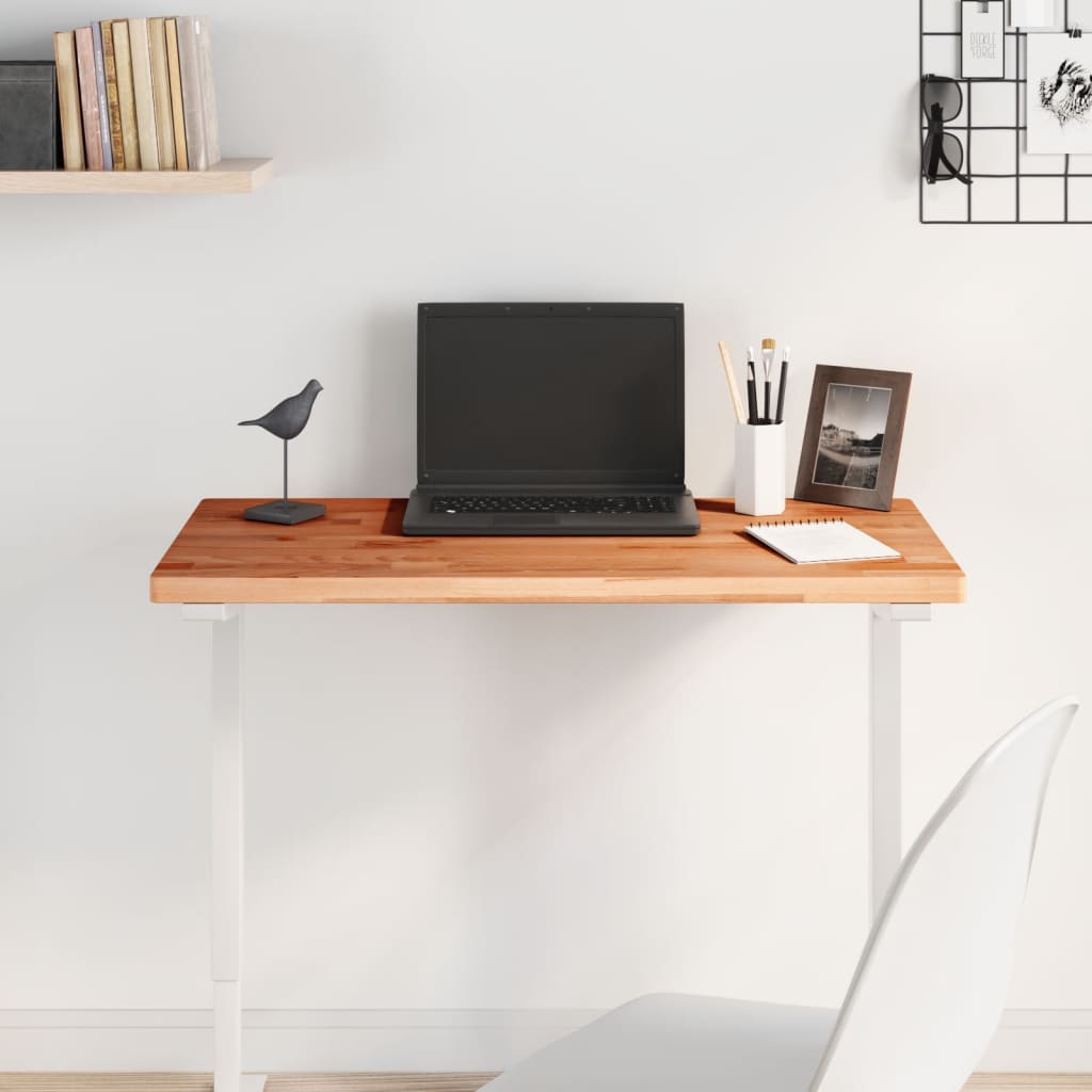 vidaXL Tabletop 80x40x2.5 cm Rectangular Solid Beech Wood