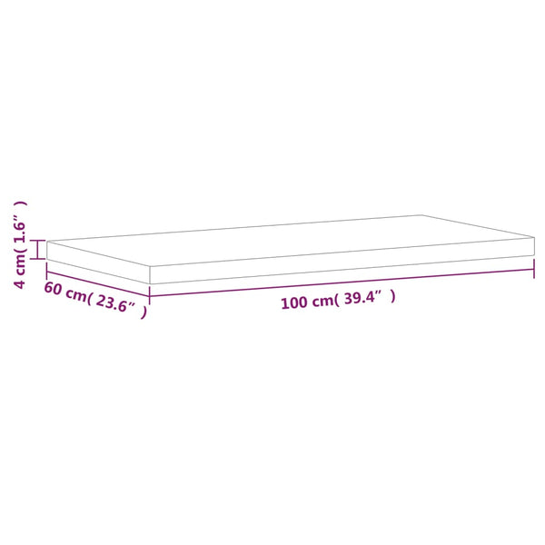vidaXL Tabletop 100x60x4 cm Rectangular Solid Beech Wood