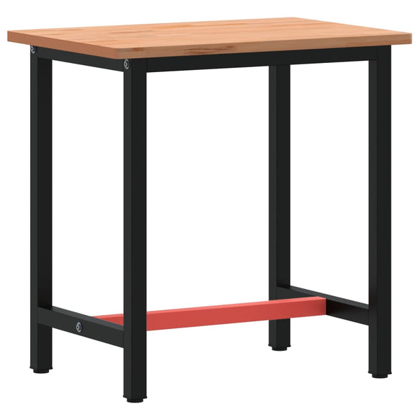 vidaXL Workbench 80x55x81.5 cm Solid Beech Wood and Metal