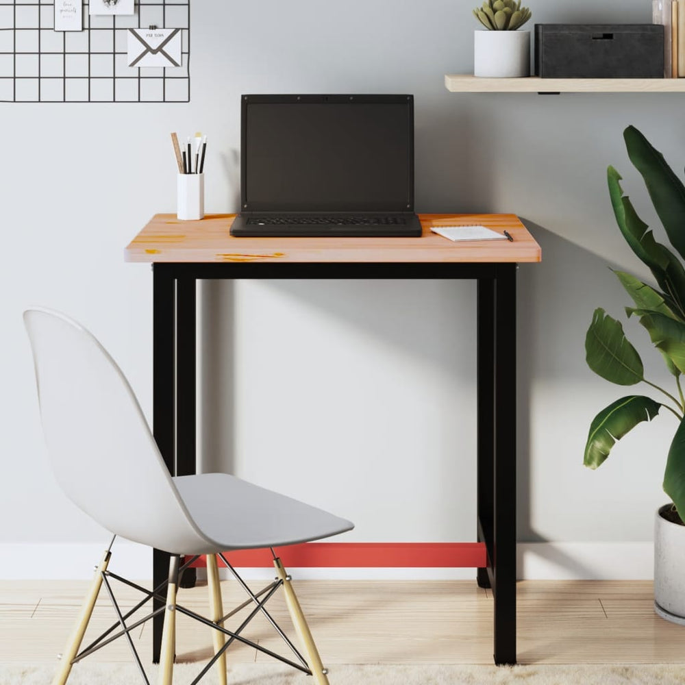 vidaXL Workbench 80x55x81.5 cm Solid Beech Wood and Metal