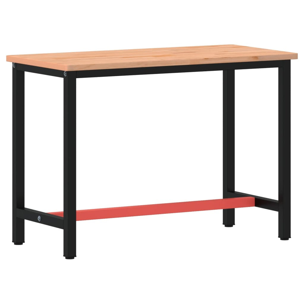 vidaXL Workbench 115x55x81.5 cm Solid Beech Wood and Metal