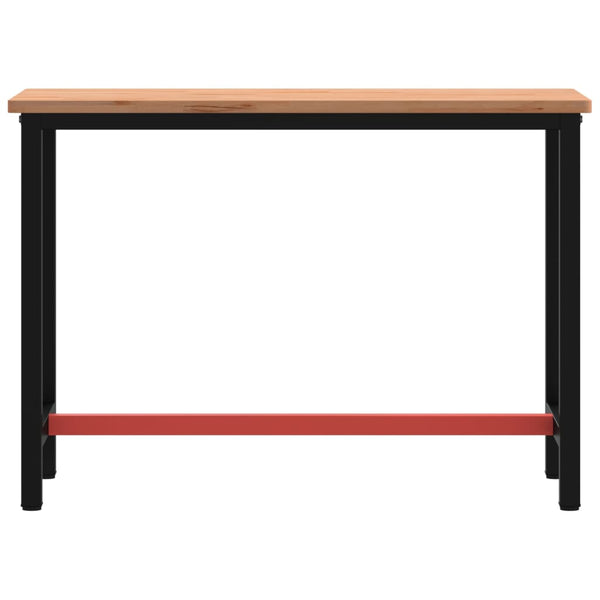vidaXL Workbench 115x55x81.5 cm Solid Beech Wood and Metal