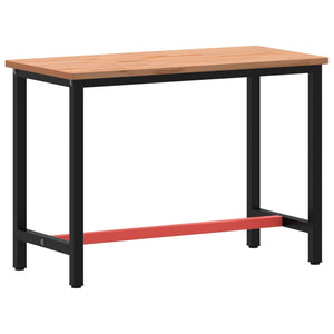 vidaXL Workbench 115x55x81.5 cm Solid Beech Wood and Metal