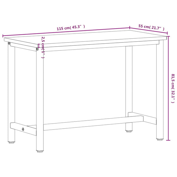 vidaXL Workbench 115x55x81.5 cm Solid Beech Wood and Metal