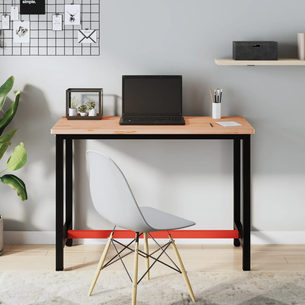 vidaXL Workbench 115x55x81.5 cm Solid Beech Wood and Metal