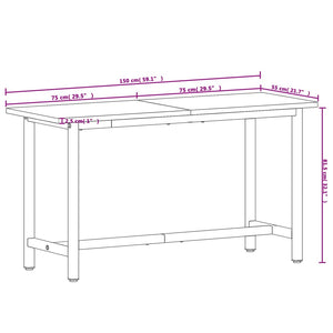 vidaXL Workbench 150x55x81.5 cm Solid Beech Wood and Metal