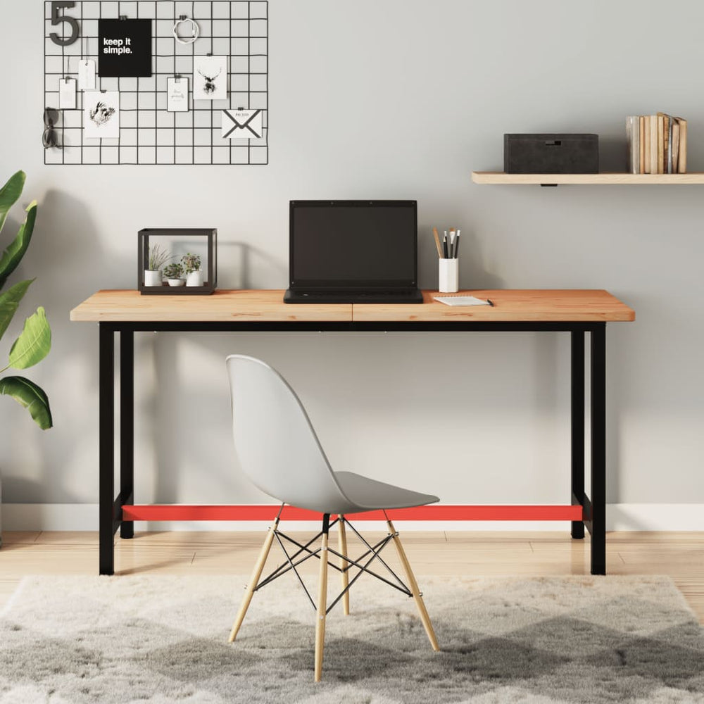 vidaXL Workbench 150x55x81.5 cm Solid Beech Wood and Metal