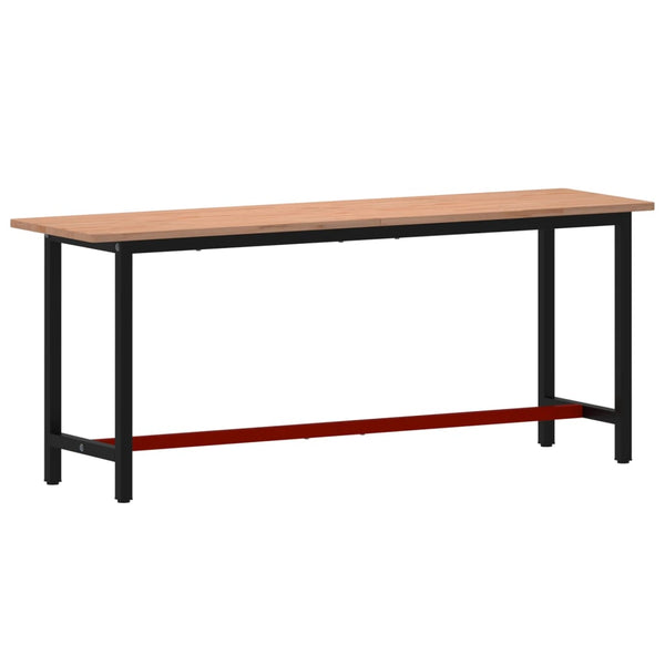vidaXL Workbench 200x55x81.5 cm Solid Beech Wood and Metal
