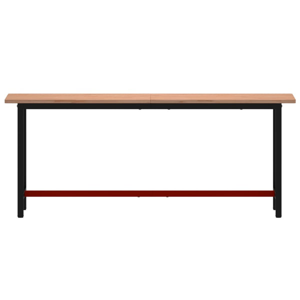 vidaXL Workbench 200x55x81.5 cm Solid Beech Wood and Metal