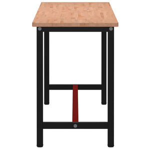 vidaXL Workbench 200x55x81.5 cm Solid Beech Wood and Metal