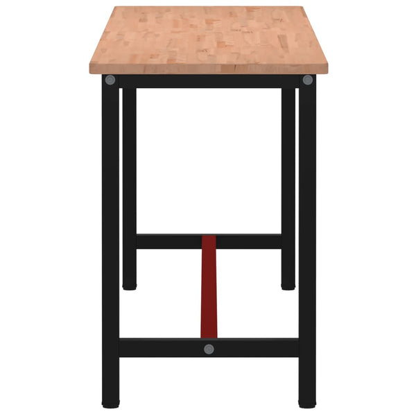 vidaXL Workbench 200x55x81.5 cm Solid Beech Wood and Metal