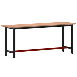 vidaXL Workbench 200x55x81.5 cm Solid Beech Wood and Metal