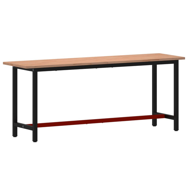 vidaXL Workbench 200x55x81.5 cm Solid Beech Wood and Metal