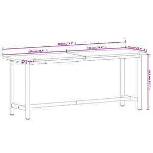 vidaXL Workbench 200x55x81.5 cm Solid Beech Wood and Metal