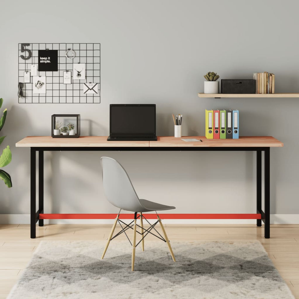 vidaXL Workbench 200x55x81.5 cm Solid Beech Wood and Metal