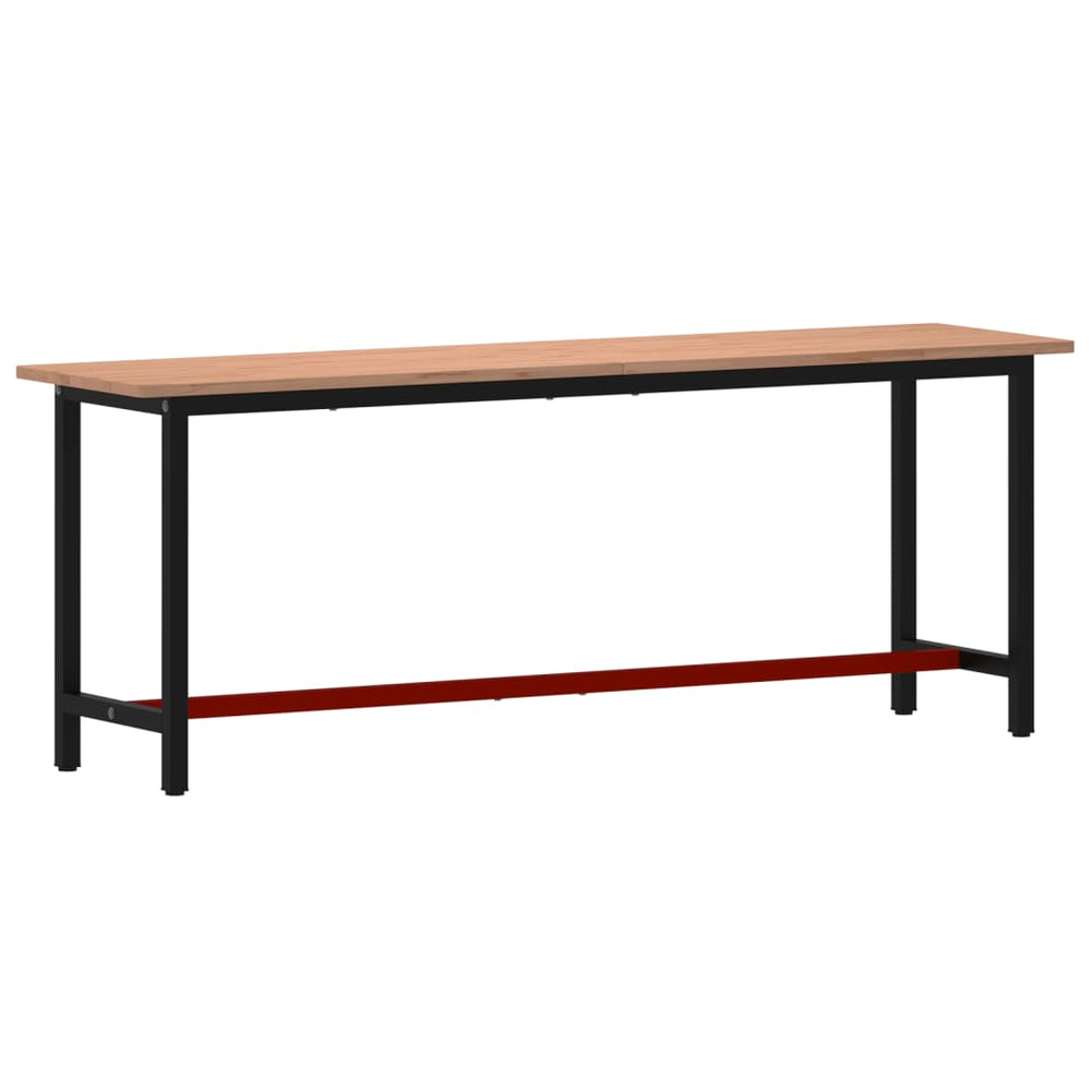 vidaXL Workbench 220x55x81.5 cm Solid Beech Wood and Metal