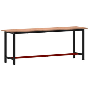 vidaXL Workbench 220x55x81.5 cm Solid Beech Wood and Metal