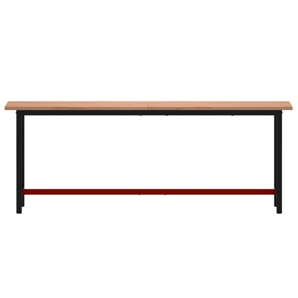 vidaXL Workbench 220x55x81.5 cm Solid Beech Wood and Metal