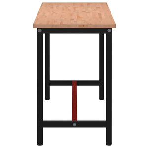 vidaXL Workbench 220x55x81.5 cm Solid Beech Wood and Metal