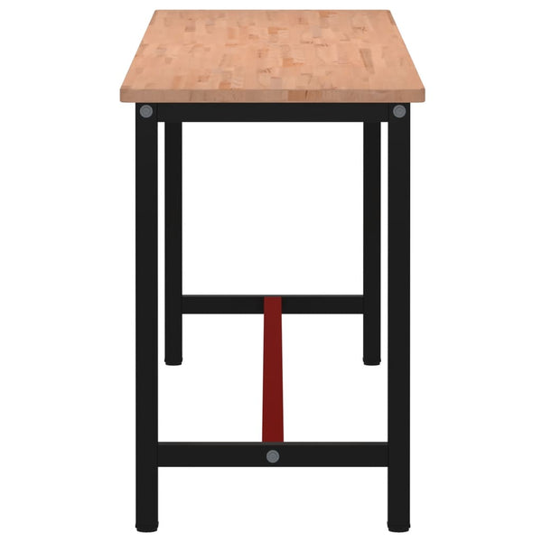 vidaXL Workbench 220x55x81.5 cm Solid Beech Wood and Metal