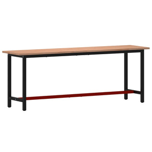 vidaXL Workbench 220x55x81.5 cm Solid Beech Wood and Metal
