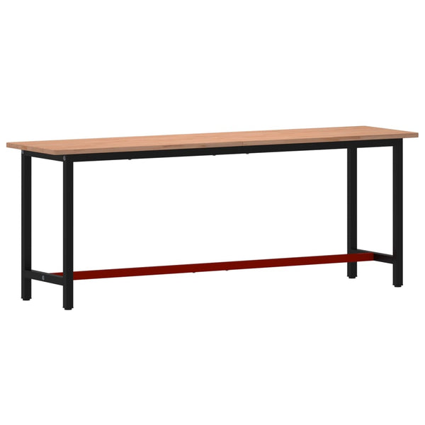 vidaXL Workbench 220x55x81.5 cm Solid Beech Wood and Metal