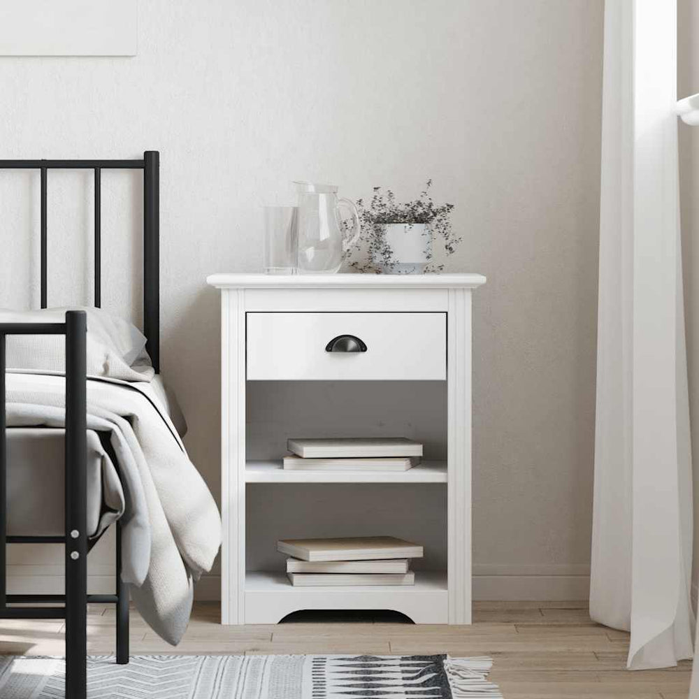 vidaXL Nightstand BODO White 53x38.5x67 cm Solid Pine Wood