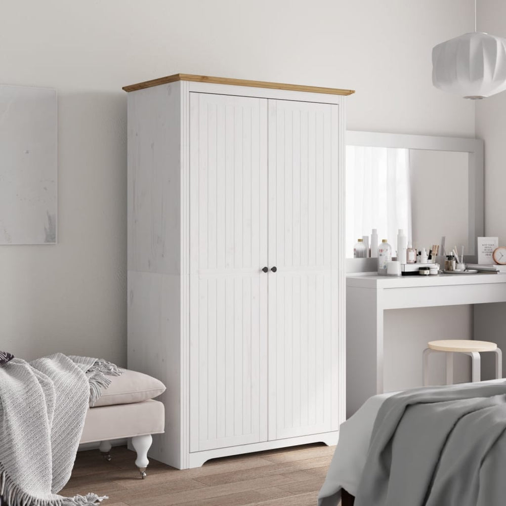 vidaXL Wardrobe BODO White and Brown 99x53.5x173 cm Pine Wood