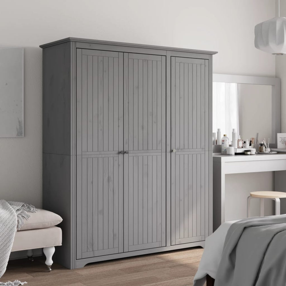 vidaXL Wardrobe BODO Grey 146x53.5x173 cm Solid Pine Wood