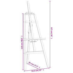 vidaXL Easel 53.5x95x127 cm Solid Pine Wood