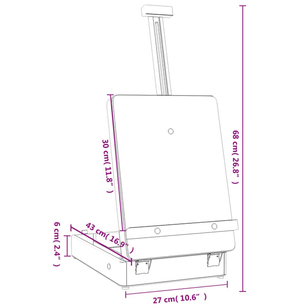 vidaXL Tabletop Easel 27x43x68 cm Solid Pine Wood