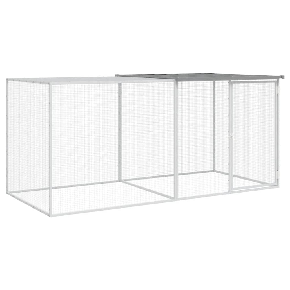 vidaXL Chicken Coop with Roof Light Grey 203x98x90 cm Galvanized Steel