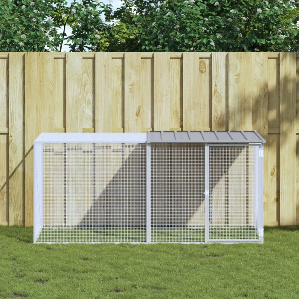vidaXL Chicken Coop with Roof Light Grey 203x98x90 cm Galvanized Steel