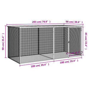 vidaXL Chicken Coop with Roof Anthracite 203x98x90 cm Galvanised Steel