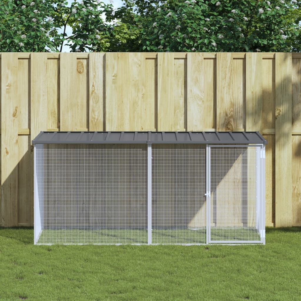 vidaXL Chicken Coop with Roof Anthracite 203x98x90 cm Galvanised Steel