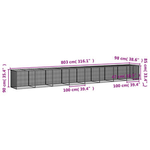 vidaXL Chicken Coop with Roof Anthracite 803x98x90 cm Galvanized Steel