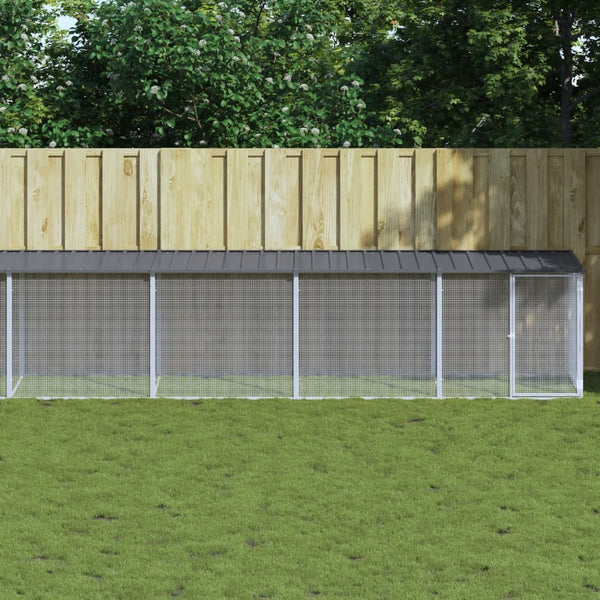 vidaXL Chicken Coop with Roof Anthracite 803x98x90 cm Galvanized Steel