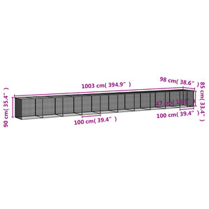 vidaXL Chicken Coop with Roof Light Gray 1003x98x90 cm Galvanized Steel