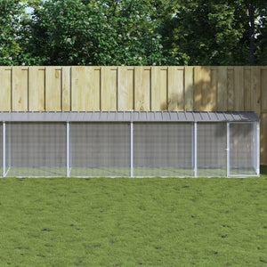 vidaXL Chicken Coop with Roof Light Gray 1003x98x90 cm Galvanized Steel