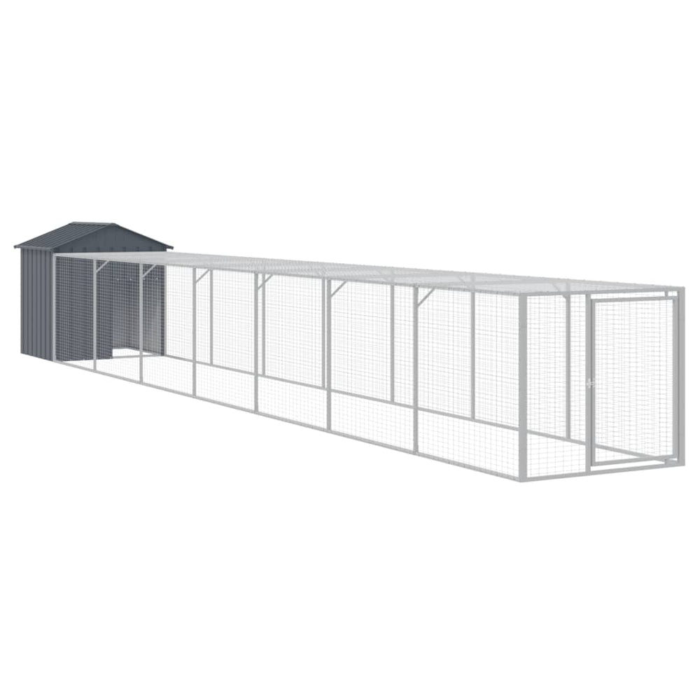 vidaXL Chicken Coop with Run Anthracite 117x813x123 cm Galvanized Steel