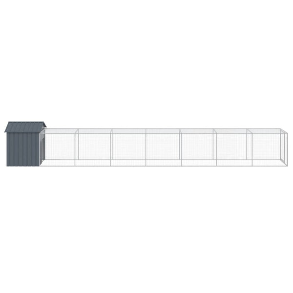 vidaXL Chicken Coop with Run Anthracite 117x813x123 cm Galvanized Steel