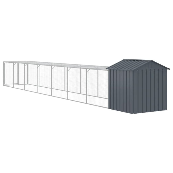 vidaXL Chicken Coop with Run Anthracite 117x813x123 cm Galvanized Steel