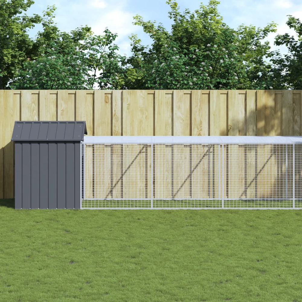 vidaXL Chicken Coop with Run Anthracite 117x813x123 cm Galvanized Steel
