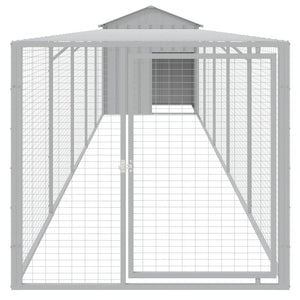 vidaXL Chicken Coop with Run Light Gray 117x609x123 cm Galvanized Steel