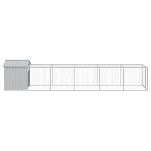 vidaXL Chicken Coop with Run Light Gray 117x609x123 cm Galvanized Steel