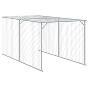 vidaXL Chicken Coop with Run Light Gray 117x609x123 cm Galvanized Steel