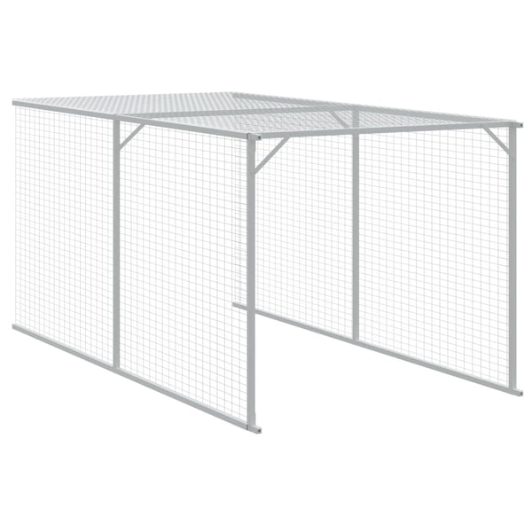 vidaXL Chicken Coop with Run Light Gray 117x609x123 cm Galvanized Steel